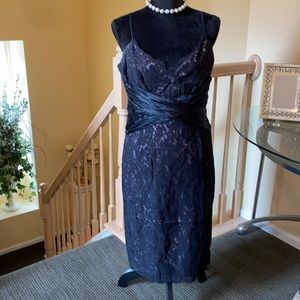 Adorable Black Lace spaghetti strap Lavender Lined Dress
